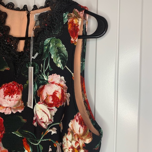 Chelsea 28 Black Foxie Floral Lace Trim Tea Dress - Picture 13 of 14